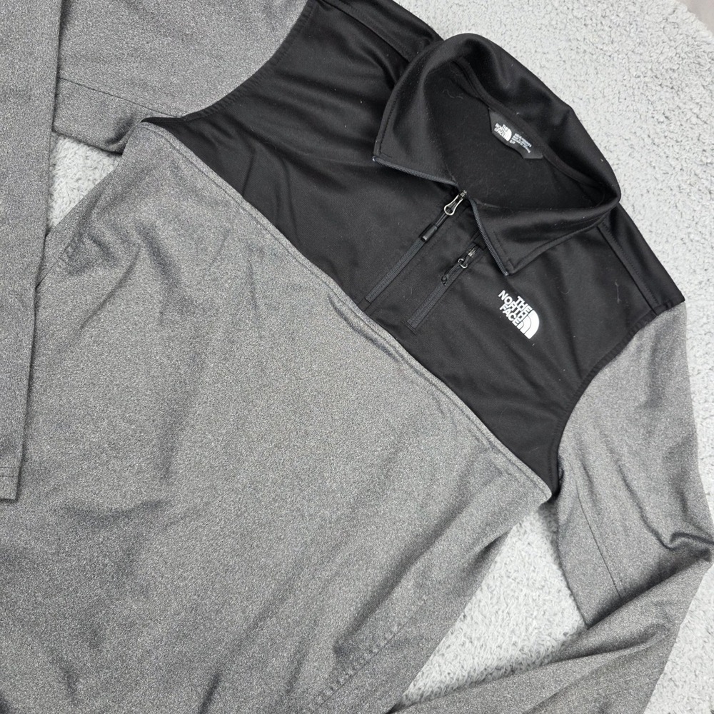 The North Face Mens 1/4 Zip Pullover Grey Black Small